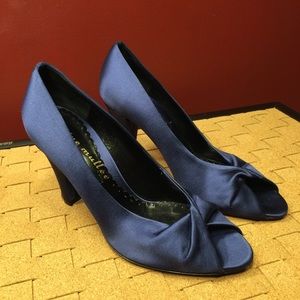 Bettye Muller Blue Satin High Heel Shoes